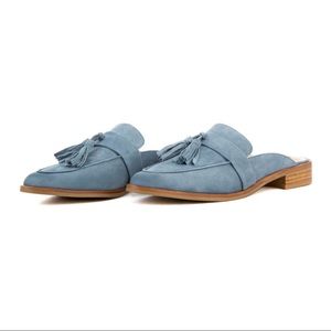 STEVE MADDEN Magan Blue Suede Slip On Mule Loafer